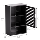 HITNET Bathroom Storage Cabinet Wall Mounted, Hanging Medicine Cabinet with Adjustable Shelf, Over The Toilet Space Saver Organizer, Black Bamboo Kitchen Cupboard, Single Door HITNET