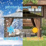 Jolydale 10'x12' Hardtop Gazebo,Outdoor Polycarbonate Gazebo, Double Roof Gazebo, Aluminum Frame Permanent Pavilion with Netting and Curtains, for Patios, Gardens, Backyard Jolydale