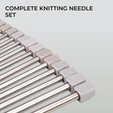 H&S Knitting Needles Set for Beginners Knitting Accessories - 11 Pairs of Stainless Steel Knitting Needles with Firm Grip Handle - Single Pointed Needle Set with Pouch for Easy Storage H&S