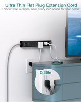 Surge Protector Power Strip - Extension Cord with 6 AC Outlets 4 USB (2 USB-C Ports), Flat Plug with Overload Surge Protection, Wall Mount, 5ft, Outlet Extender for Home Office Dorm Room Essentials Addtam