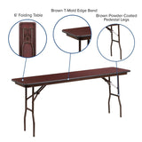 Flash Furniture Frankie 6' Mahogany Melamine Laminate Folding Training and Event Table, Rectangular Folding Training Table, Brown Flash Furniture