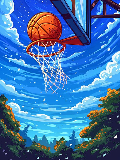 Zariocy 5D Diamond Art Kits for Adults Basketball, DIY Diamond Painting Art Round Full Drill Crystal Diamond Embroidery Paintings Arts Craft for Home Office Wall Decor 12x16 inch Zariocy