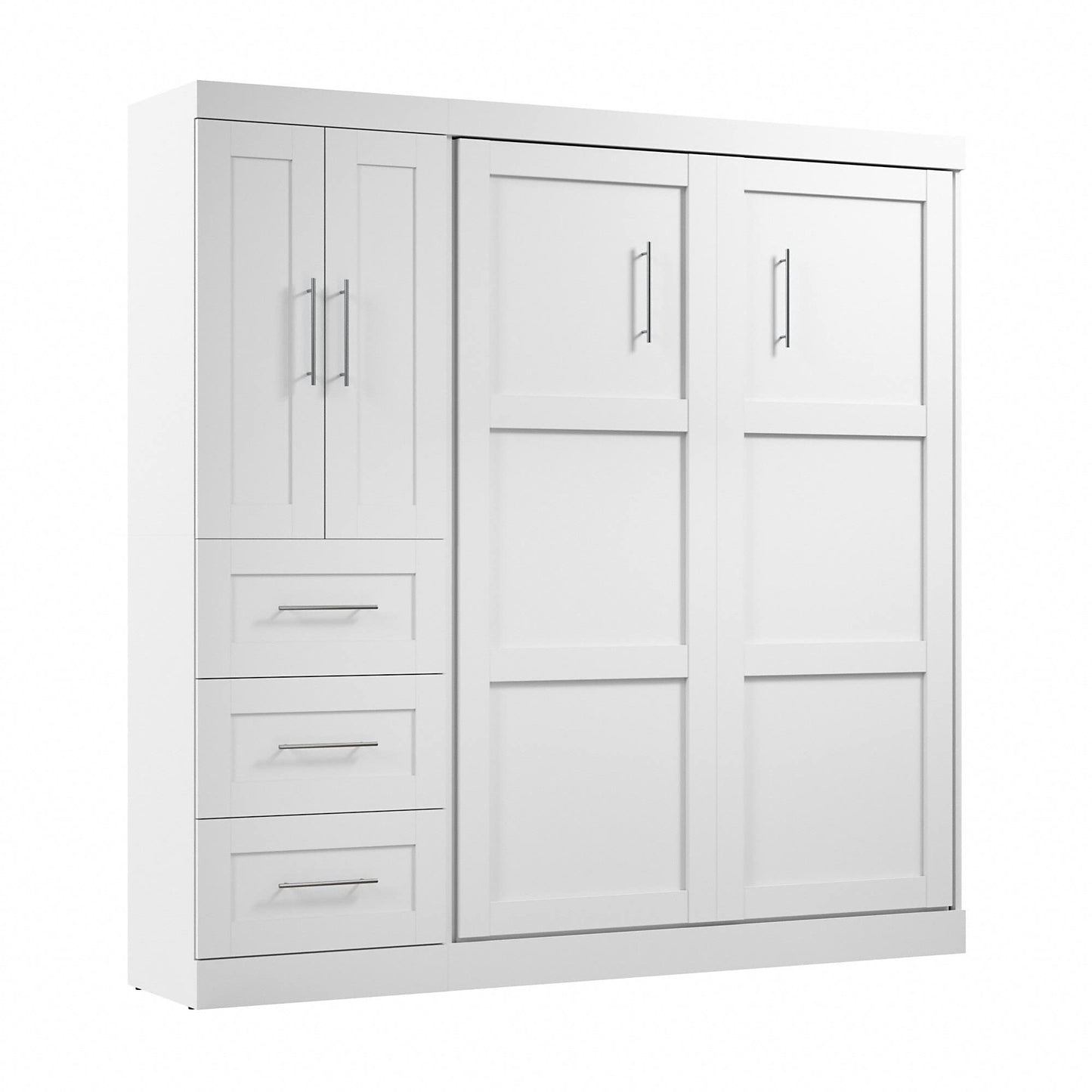 Bestar Pur Full Murphy Bed with Closet Organizer in White - Versatile Space-Saving Solution for Multi-Purpose Rooms - WoodArtSupply