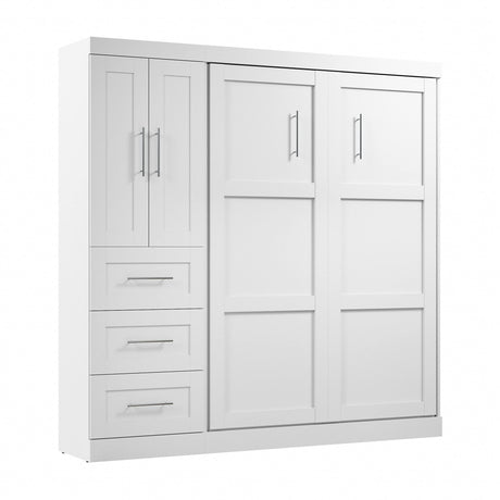 Bestar Pur Full Murphy Bed with Closet Organizer in White - Versatile Space-Saving Solution for Multi-Purpose Rooms Bestar