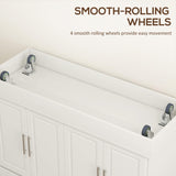 HOMCOM Rolling Island with Wheels for Kitchen, Portable Kitchen Island with Stainless Steel Top, Adjustable Shelves, 2 Drawers, Spice, Knife and Towel Rack, Cream White HOMCOM