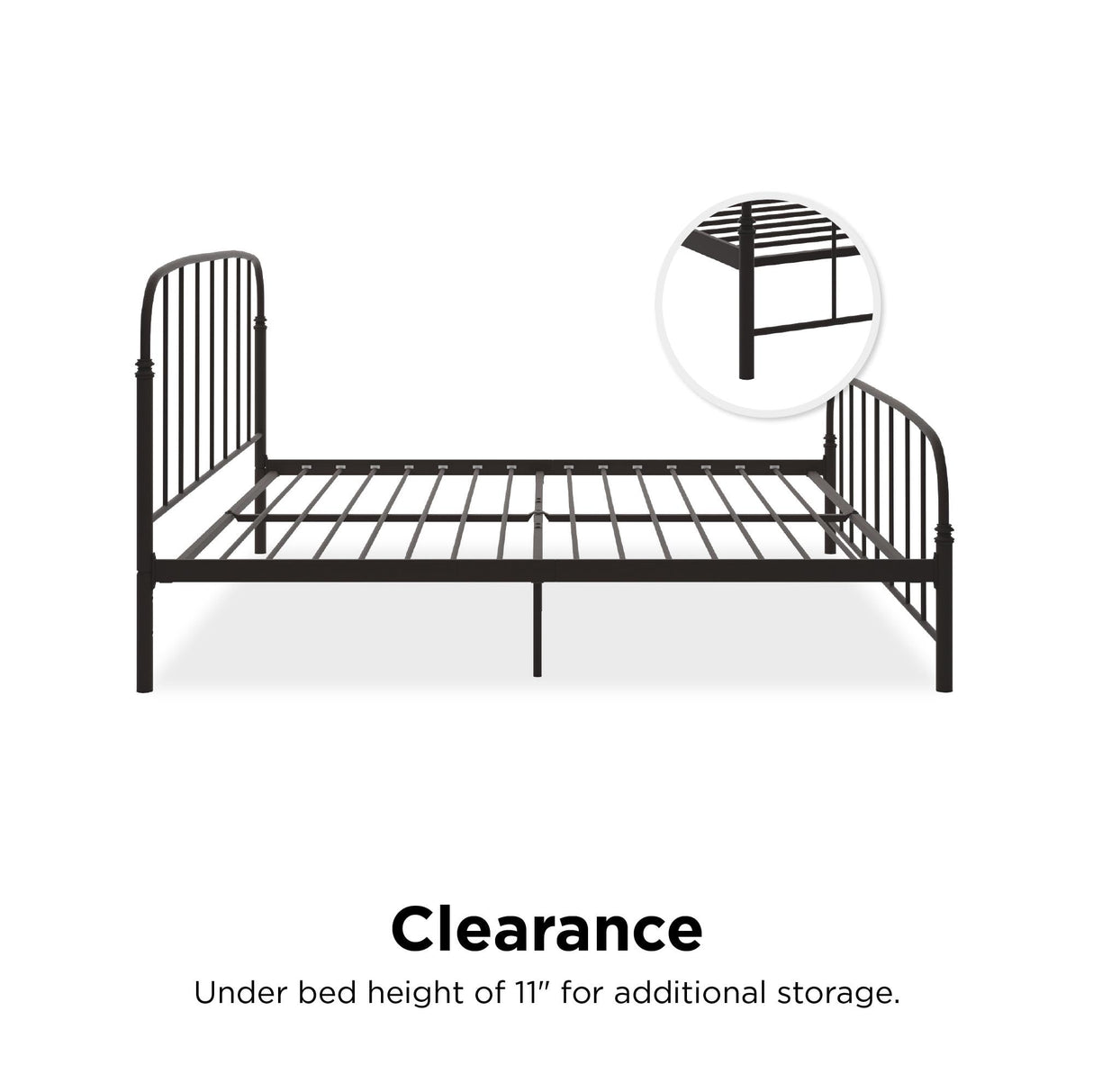 DHP Lafayette Metal Platform Bed with Rustic Style Curved Headboard and Footboard, Adustable Base Height for Underbed Storage, No Box Spring Needed, King, Bronze DHP
