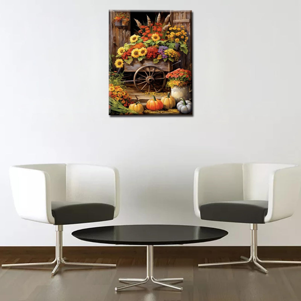 Tucocoo Colorful Flowers Float Paint by Number Rural Fall Harvest Scenery DIY Painting on Canvas with Brushes Acrylic Paints Paint by Numbers for Adults and Kids Beginner 16x20 Inch（Without Frame） Tucocoo