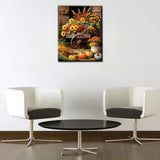 Tucocoo Colorful Flowers Float Paint by Number Rural Fall Harvest Scenery DIY Painting on Canvas with Brushes Acrylic Paints Paint by Numbers for Adults and Kids Beginner 16x20 Inch（Without Frame） Tucocoo