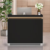 Reception Desk with Counter Modern Front Office Desk Commercial Reception Room Tables Checkout Counter Reception Table for Retail Lobby Beauty Salons Black 31inch/80cm Generic