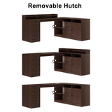 Melidee L Shape Desk - Executive Desk with Drawers and Cabinet Storage, Charging Station & USB Ports - Home Office Computer Desk Melidee