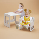 Tilhumt Montessori Weaning Table and Chair Set for Kids, Toddler Table and Chair Set, Adjustable Height Chair and Activity Table with Fence for Read, Play, Crafts (Upgraded) Tilhumt