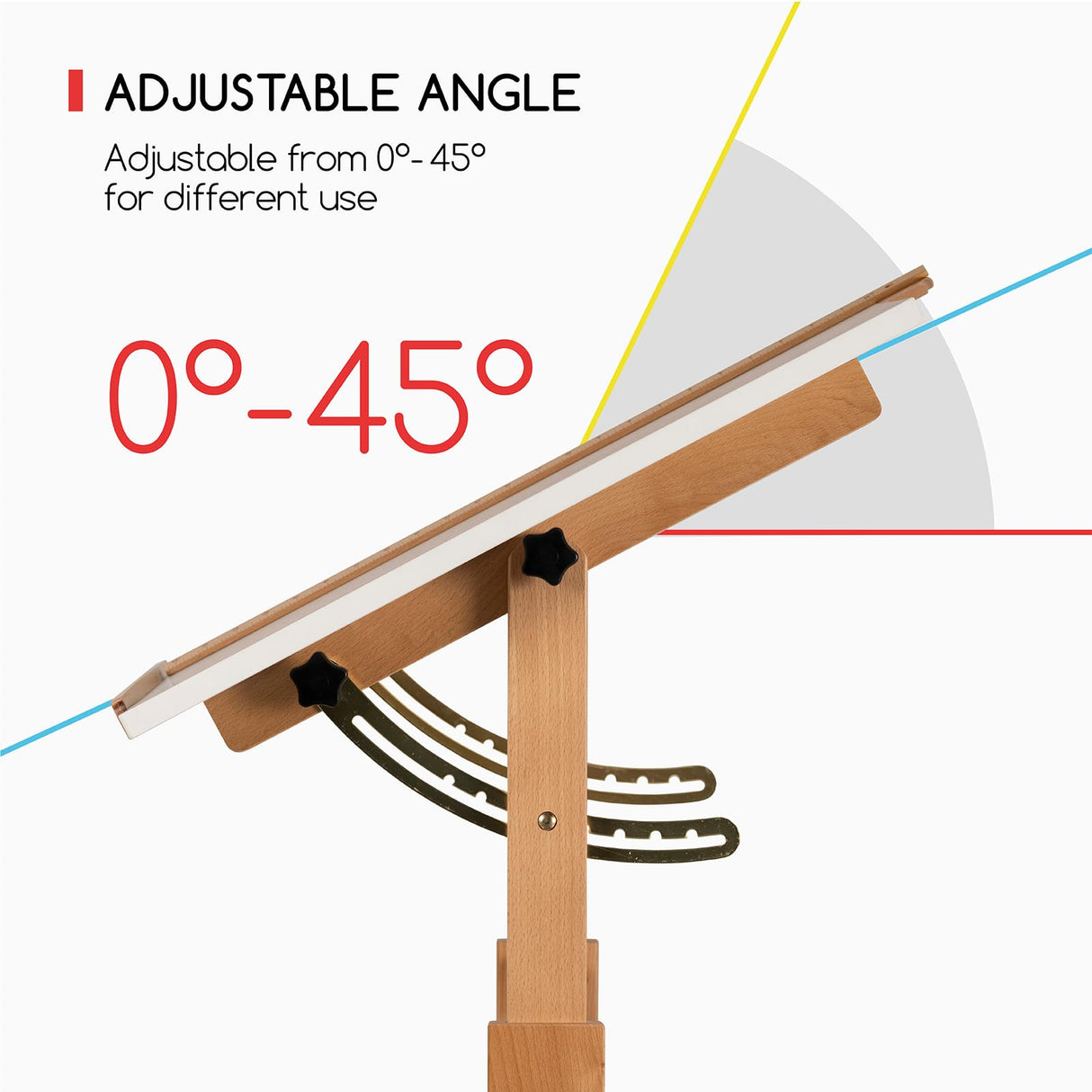 MEEDEN White Adjustable Drafting Table: 35.5" x 23.5" Art Drawing Desk with Height Adjustment - Solid Beech Wood Craft Painting Table - Large Tilting Table for Adults Artists Writing Working MEEDEN