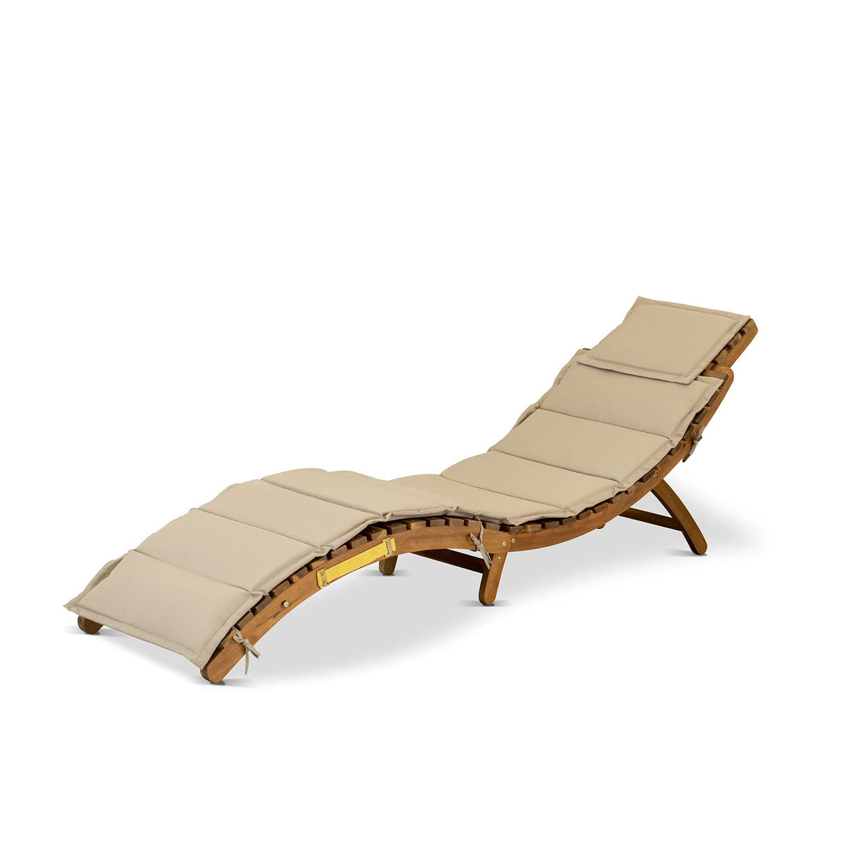 East West Furniture BHNU1NA Helena Patio Chaise Lounge-Outdoor Acacia Wood Sunlounger Chair for Poolside, Deck, Lawn, 72x22x25 Inch, Natural Oil East West Furniture
