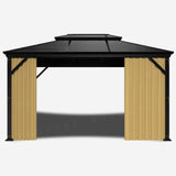 SunCula Replacement 12'- One Panel Gazebo Curtain waterproof, Universal Privacy Shade Curtains Side Wall with Zipper for Patio, Backyard, Garden 10'x12' or 12'x12'Outdoor Gazebo -Khaki(Only curtains) SunCula