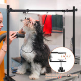 HIDOG H-Shape Dog Grooming Arm with Clamp, Pet Grooming Table Arm with 3 Loop Noose, 33" Height Adjustable and 38" - 50" Width Adjustable for Small/Medium/Large Dogs HIDOG