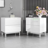 AMERLIFE High Gloss Electroplated Nightstand Set of 2, 24" Modern Minimalist Sofa Side Table with Magnetic Sliding Storage Drawers, Rectangular Simple End Bedside Table for Living Room, White AMERLIFE