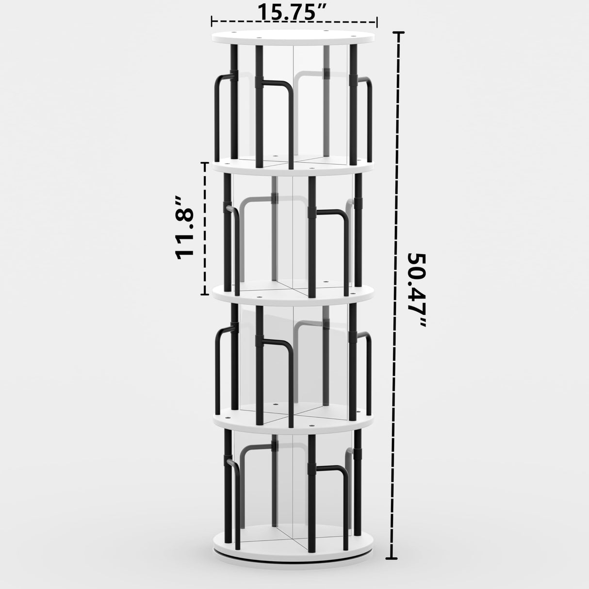 YYTDDUUU Rotating Bookshelf,4 Tier Revolving Bookshelf Tower Spinning Bookcase,Round Rotating Book Shelf,Corner Bookcase Corner Organizer for Home&Office YYTDDUUU