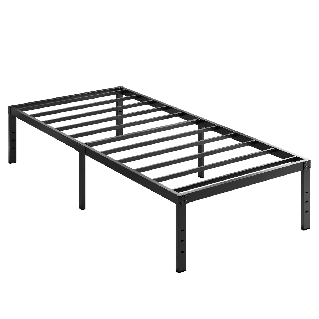 EMODA 18 Inch Twin Bed Frame No Box Spring Needed, Heavy Duty Tall Metal Twin Platform Bed Frames with Large Storage Space, Noise Free, Easy Assembly, Black EMODA