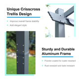 Aoodor 12 x 14 FT Outdoor Pergola with Retractable Shade Canopy, Dark Gray Matte Aluminum Frame, 2 Pieces Roller Shade Curtain, Grape Trellis Pergola for Patio Backyard and Deck - Gray Aoodor