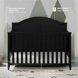 Graco Wilfred 5-in-1 Convertible Crib (Black) – GREENGUARD Gold Certified, Converts to Toddler Bed and Full-Size Bed, Fits Standard Full-Size Crib Mattress, Adjustable Mattress Support Base Graco