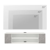 WAMPAT White Floating TV Stand Wall Mounted Shelf Entertainment Center Floating TV Cabinet Media Console Wood Storage Hutch Under TV for Living Room,Grey White,39 Inch WAMPAT