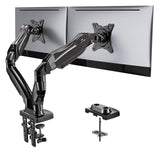 HUANUO Dual Monitor Stand - Full Adjustable Monitor Desk Mount Swivel Vesa Bracket with C Clamp, Grommet Mounting Base for 13 to 32 Inch Computer Screens - Each Arm Holds 4.4 to 19.8lbs HUANUO