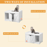 PUPETPO Flip Top Cat Litter Boxes Enclosure Covered Litter Box Hidden Furniture Wooden Cat Washroom Cabinet for Kitty, Medium and Large Cat White PUPETPO