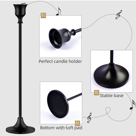 Candlestick Holders,Taper Candle Holder for Candlesticks Black Candelabra Candle Holders Vintage Candle Stick Candle Holder for Fireplace Party Dining Home BEZURA