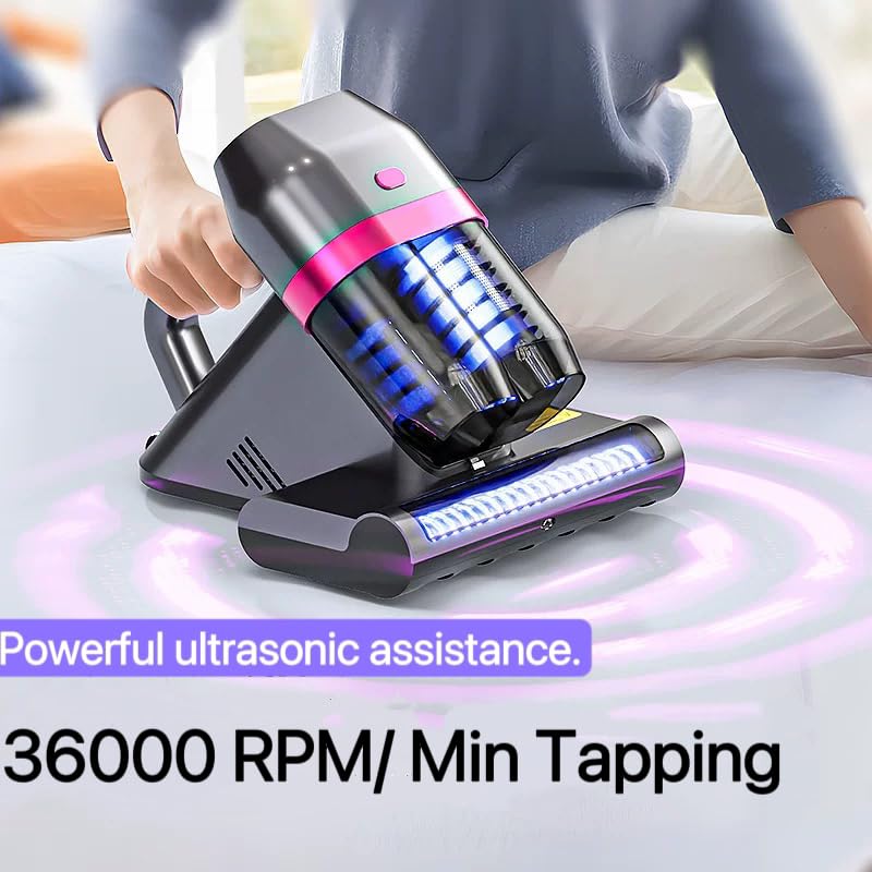 Bed Vacuum Cleaner, Mattress Vacuum Cleaner with UV & Ultrasonic, 15KPa Suction Handheld Bed Vacuum with High-Heating Technology, Deep Cleans Beds, Pillows, Sofas, Pet Hair, 500W Generic