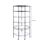 Bonnlo 6-Tier Rolling Heavy Duty Commercial Polygonal Corner Shelf Wire Shelving Unit Adjustable Storage Rack Free Standing Garage with 5 Wheels 26 4/5" L x 26 4/5" W x 71" H Inches (Black) Bonnlo