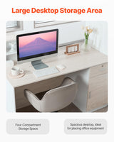 VEVOR Reception Desk, 55 Inch Rectangular Front Counter Table, Office Reception Counter with Lockable Drawer and Storage Cabinet, for Checkout, Lobby, Beauty Salon and Office, Natural VEVOR