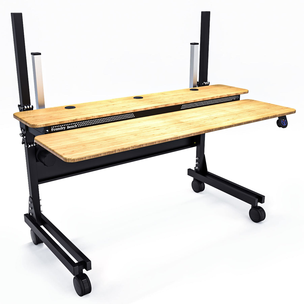 VERSADESK Foundry Bench 60" x 30" Electric Height Adjustable Bamboo Sit & Stand Desk VERSADESK