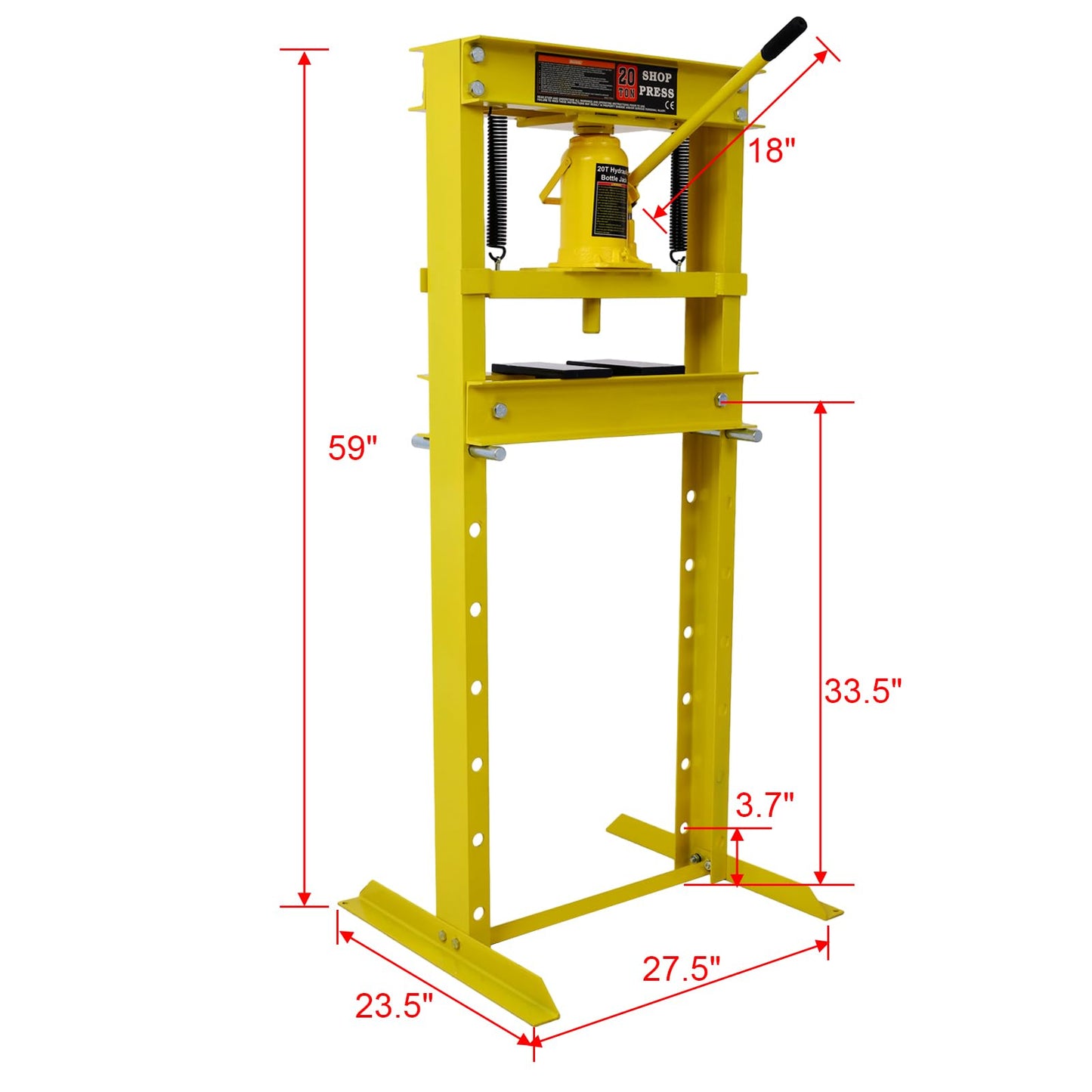 20 Ton Hydraulic Shop Press with Press Plates Adjustable Working Table H-Frame Garage Floor Press Including Bending Straightening Pressing Components Floor Stand Jack for Gears and Bearings Y - WoodArtSupply