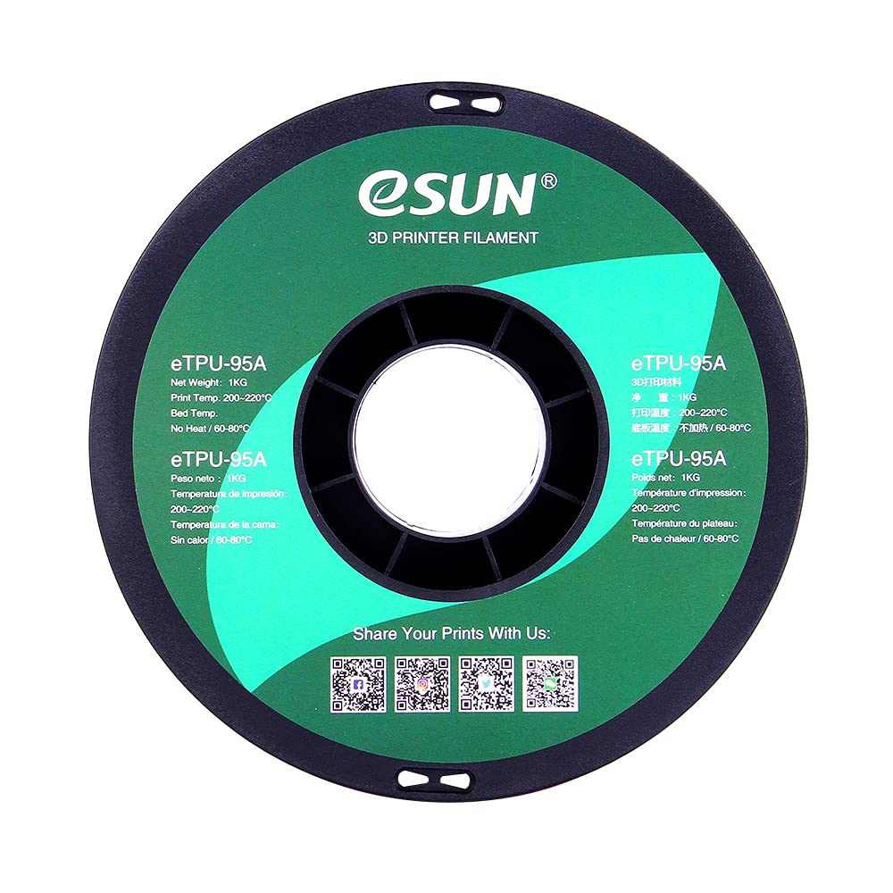 eSUN 1.75mm TPU 95A Flexible 3D Printer Filament 1KG Spool (2.2lbs), Black eSUN