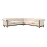 Ball & Cast 104" Sectional Couch L Shape Sofa W/Wood Legs,Leather Corner Couch W/Tufted Backrest & Metal Rivets,6 Seat Sofa W/Rolled Arm,for Living Room,Apartment,Office,Beige Ball & Cast