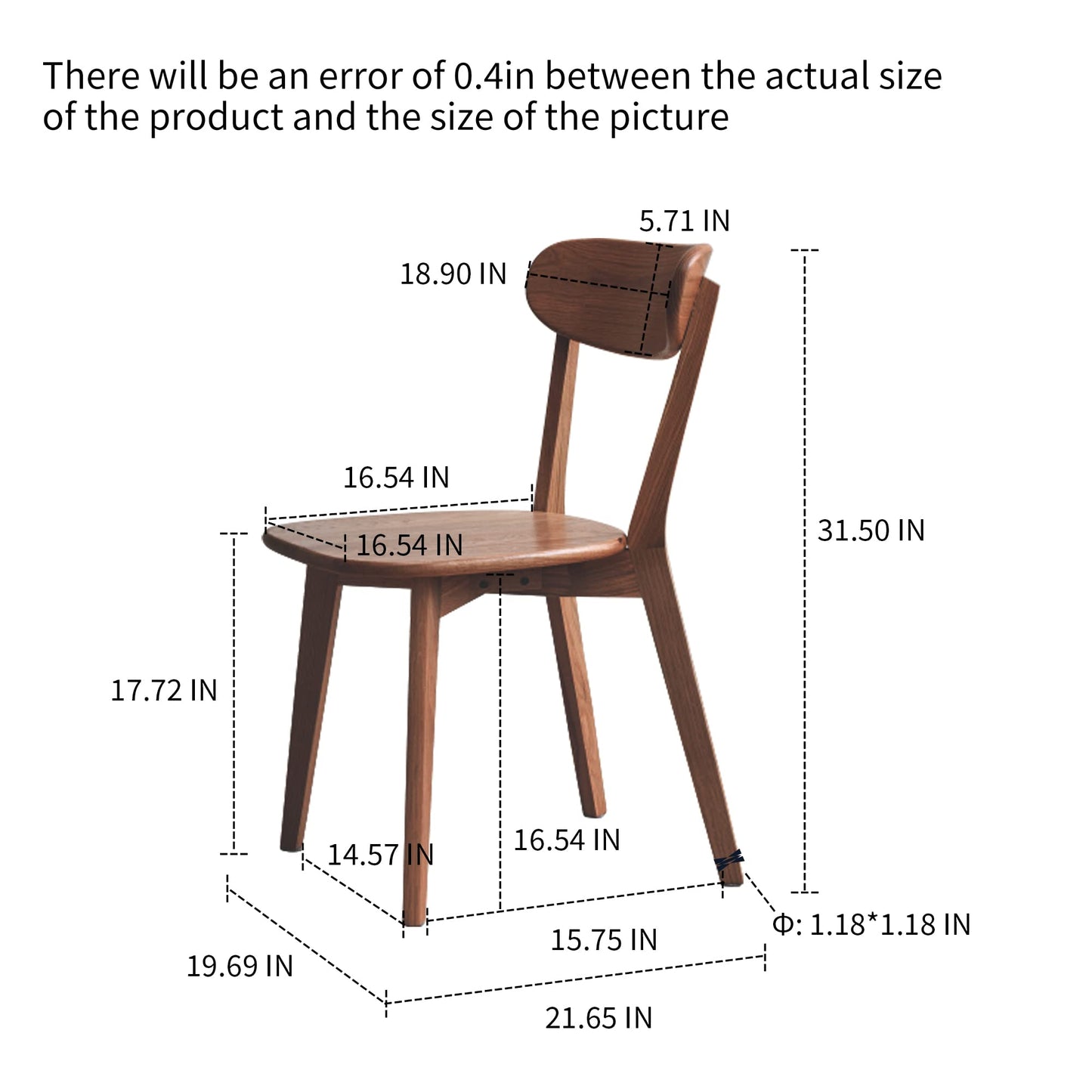 QKFF Modern Wood Dining Chairs Set of 8, Solid Oak Wood Dining Chair with Comfortable Backrest, Sturdy Wooden Chairs for Kitchen, Dining Room - WoodArtSupply