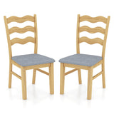 Giantex Wooden Dining Chairs Set of 2, Rubber Wood Kitchen Chair with Padded Seat & Hollowed Backrest, Soft Seat, Wood Dining Room Chair, Upholstered Armless Side Chair for Home Restaurant Giantex