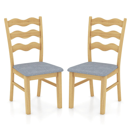 Giantex Wooden Dining Chairs Set of 2, Rubber Wood Kitchen Chair with Padded Seat & Hollowed Backrest, Soft Seat, Wood Dining Room Chair, Upholstered Armless Side Chair for Home Restaurant Giantex