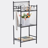 L&H UNICO 3-Tier Free Standing Wire Rack Durable Metal Shelving Storage Unit with Adjustable Feet 4-Hook for Bathroom Laundry Kitchen Office, Black L&H UNICO