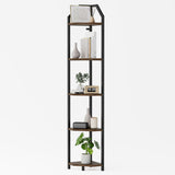 5-Tier Corner Shelf | 70 Inch Tall Bookshelf & Plant Stand, Heavy Duty Storage for Home Office & Living Room - Brown Realgulf