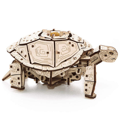 3D Puzzles for Adults DIY Wooden Turtle 3D Puzzle Model Kit with Wind-Up Mechanism & Rubber Band Engine 3D Puzzles for 15 yrs Above & Adults Model Building Kits by Eco Wood Art 269pcs