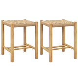 Giantex Wood Stools Set of 2, 18" Tall Boho Backless Stool Chairs with Rubber Wood Legs, Max Load 330 Lbs, Armless Wicker Stools for Kitchen Dining Room Indoor Outdoor Giantex