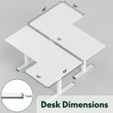 SANODESK 71-Inch Large Dual Motor L-Shaped Electric Height Adjustable Standing Desk - Reversible Panel - White Top/White Frame - Ideal for Gaming, Home Office or Computer Workstation SANODESK