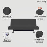 Easy-Going Stretch Futon Slipcover Armless Futon Bed Cover Furniture Protector Without Armrests with Elastic Bottom for Kids, Soft Jacquard Fabric Small Checks (Large, Dark Gray) Easy-Going
