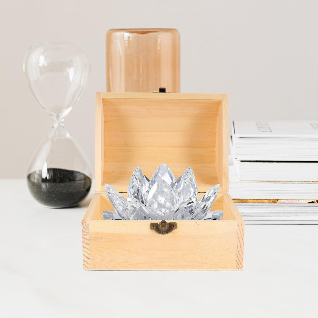 DOITOOL Unfinished Wooden Box with Hinged Lid - Unpainted Jewelry Box & Treasure Chest for Art & Jewelry Storage, 6.3 x 4.5 x 4.7 Inches DOITOOL