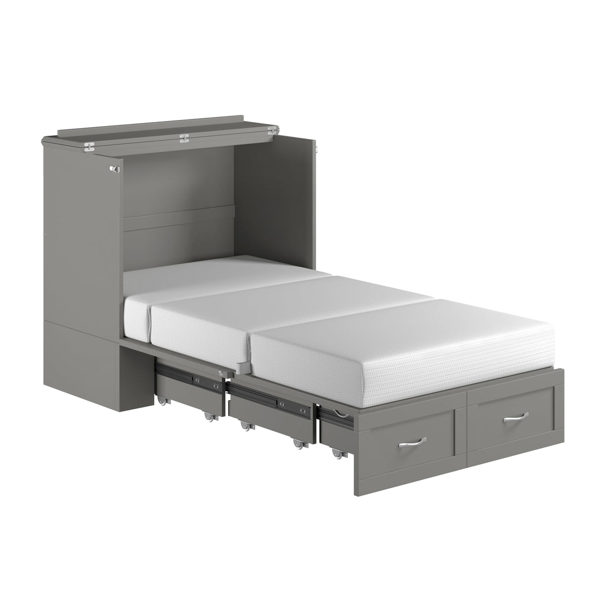 AFI, Hamilton Twin XL Murphy Bed Chest with 6" Mattress, Storage Drawer, and Built-in USB Charger, Grey AFI