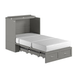 AFI, Hamilton Twin XL Murphy Bed Chest with 6" Mattress, Storage Drawer, and Built-in USB Charger, Grey AFI