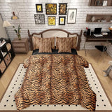 Erosebridal Brown Tiger Print Queen Comforter Set for Women Men Adults - Simulated Animal Fur Printed Wild Tiger Fur Print 7-Piece Bedding Set Tigerish Animal Printed Quilt Duvet Sets Erosebridal
