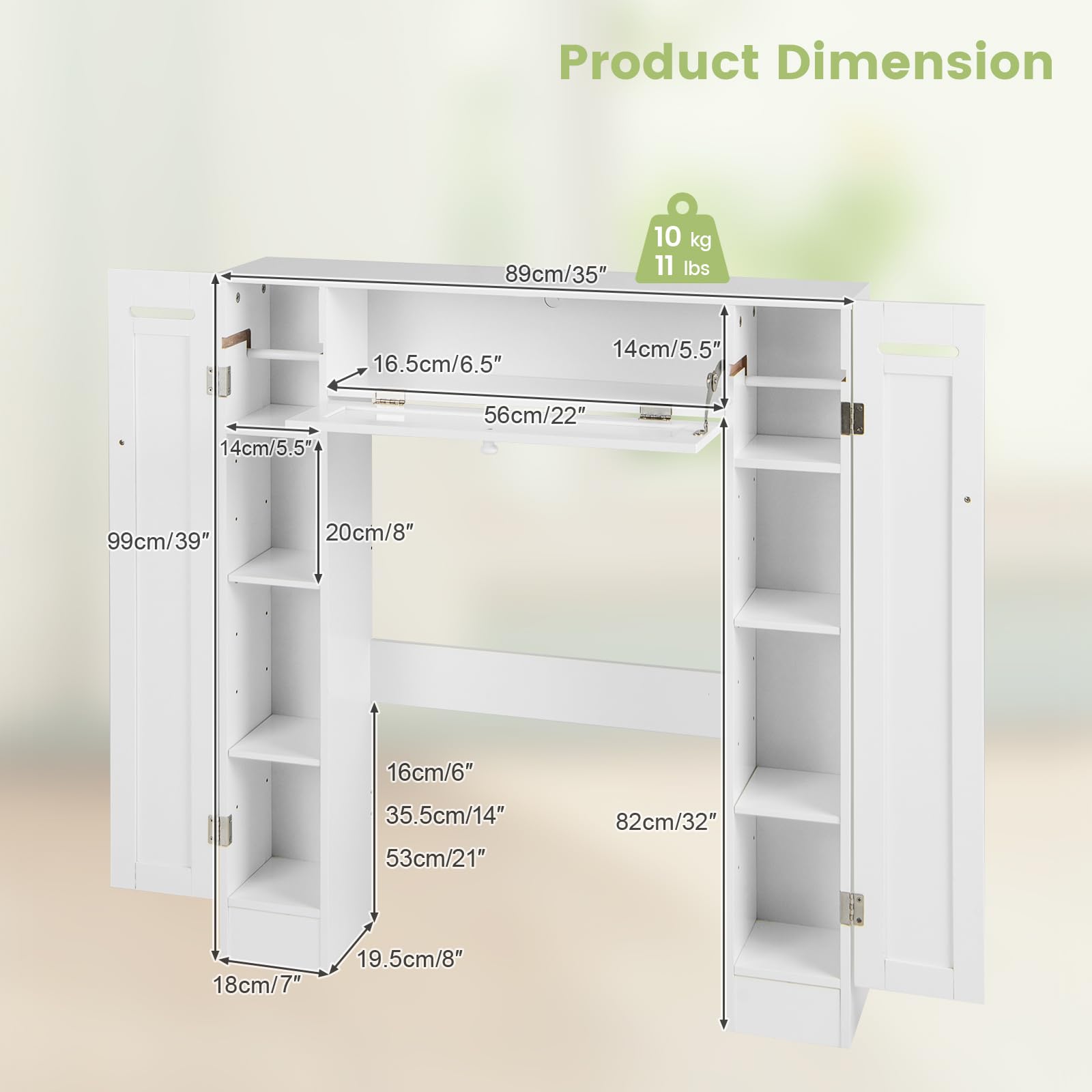 Giantex Over The Toilet Storage Cabinet with 2 Doors and Adjustable Shelves, Space-Saving Rack Bathroom Shelf with Paper Holder, Freestanding Bathroom Storage Over The Toilet for Small Space, - WoodArtSupply