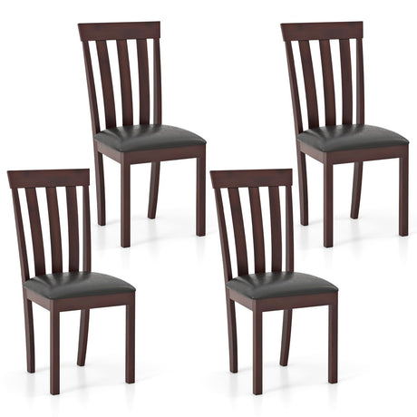 Giantex Wood Dining Chairs Set of 4, Upholstered Wooden Kitchen Chairs with Padded Seat & Rubber Wood Frame, Mid Century Dining Side Chairs for Kitchen, Dining Room, Restaurant, Espresso & Black Giantex